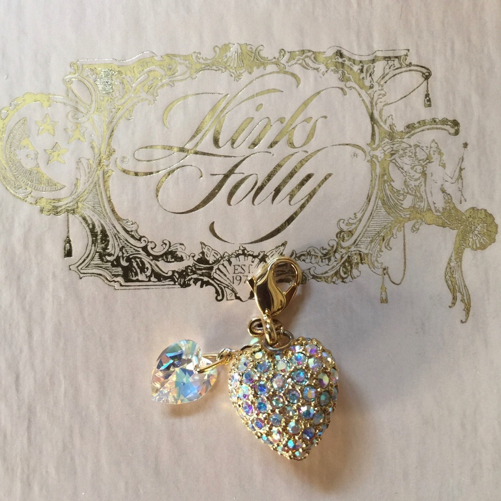 Kirks Folly Rhinestone Puffy Heart Charm